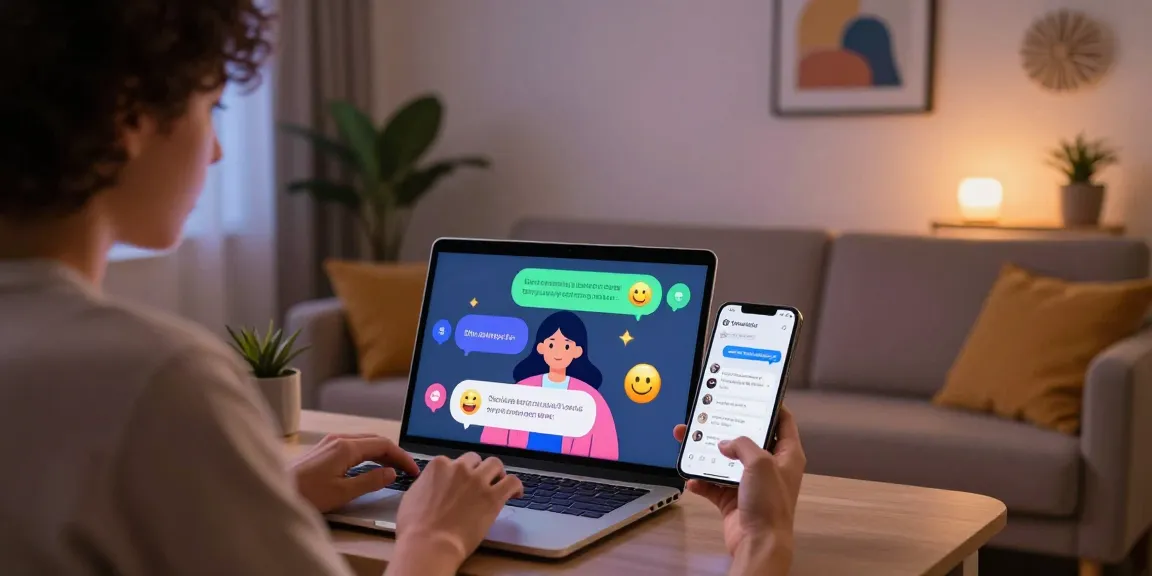 Engaging ai nsfw chat interaction in a cozy digital space with colorful chat bubbles and lively atmosphere.