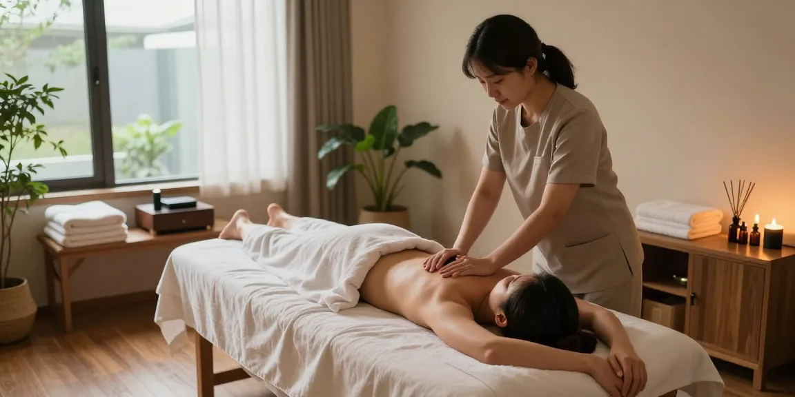 Relaxing 창원마사지 therapy session in a serene spa environment.
