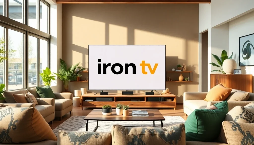Experience entertainment with iron tv showcased in a modern living room setup.