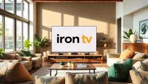 Experience entertainment with iron tv showcased in a modern living room setup.