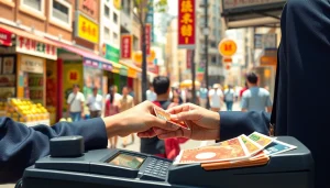 카드깡을 통해 현금을 융통하는 상황을 실감 나게 묘사한 일러스트.