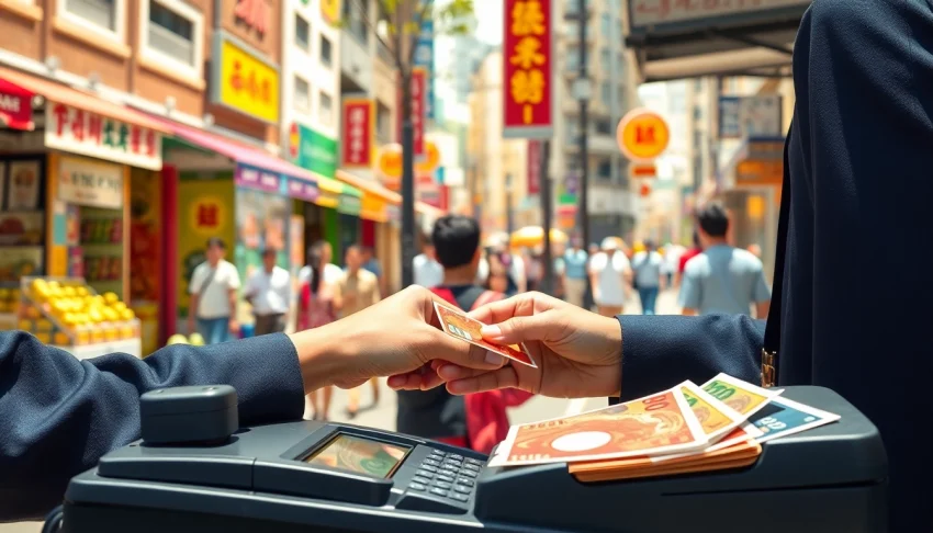 카드깡을 통해 현금을 융통하는 상황을 실감 나게 묘사한 일러스트.
