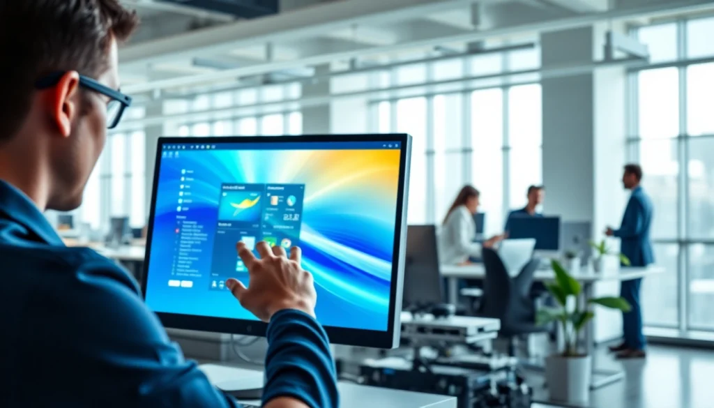 Engage with Virtual Desktop Infrastructure (VDI) in a modern IT office environment showcasing remote desktop access.