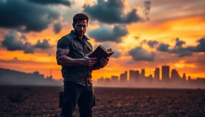 Hero stands tall against a dramatic backdrop, symbolizing stories better than Jack Reacher.