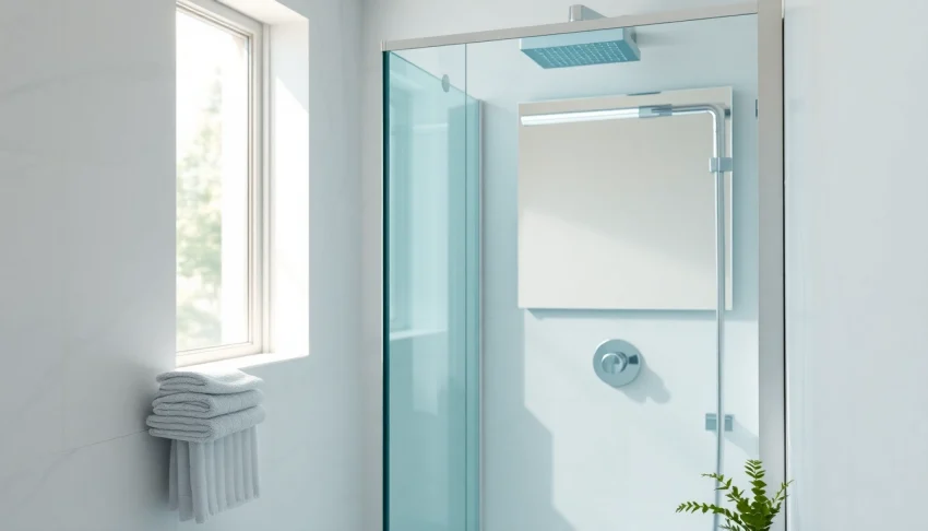 Équipe un cabinet de douche moderne et un miroir LED sirhona fr pour élever votre espace de salle de bains.