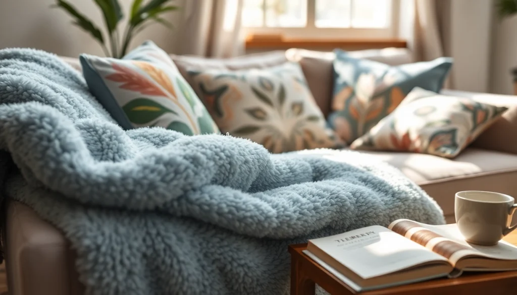 Fleece stof met unieke patronen in een gezellige woonkamer setting.