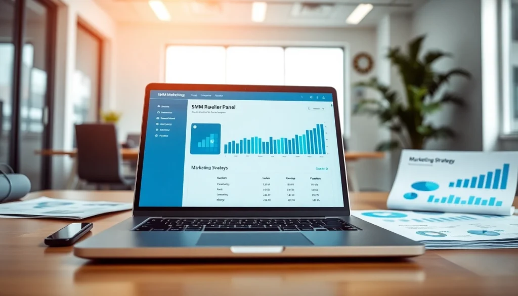 Analyze performance metrics on an smm reseller panel dashboard in a modern workspace.