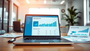 Analyze performance metrics on an smm reseller panel dashboard in a modern workspace.