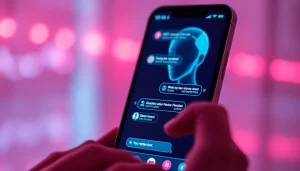 Engaging sex ai chat interface on a smartphone screen with a warm ambiance.