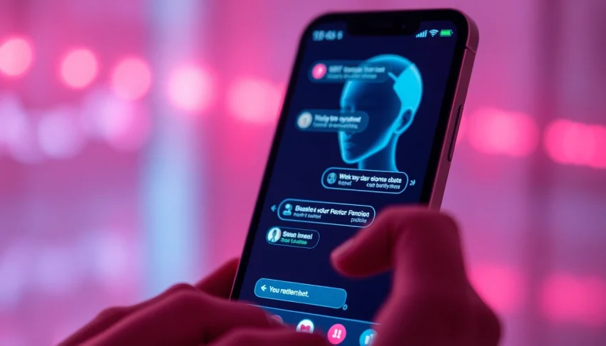 Engaging sex ai chat interface on a smartphone screen with a warm ambiance.