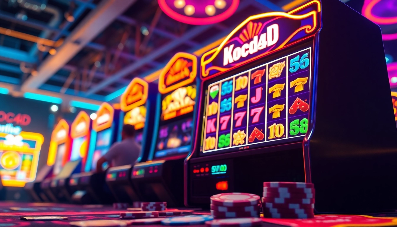 Kode4d slot virtual gaming experience with vibrant neon lights and an engaging atmosphere