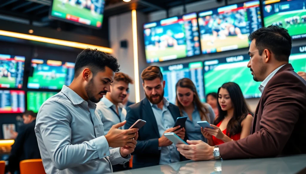 Experience online sports betting South Carolina with active bettors enjoying their time at a sports bar.