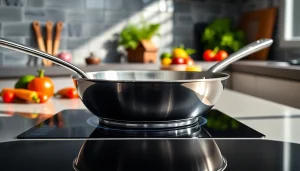 Discover top-quality best cookware for induction NZ with elegant pan and modern kitchen setup.