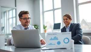 Dental business consultant advising in a modern office, enhancing practice insights.