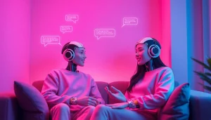 Engaging AI avatars in a cozy chat space for sex chat AI interactions.