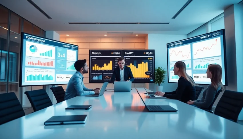 Analyze competitor pricing strategies in a modern business environment with charts and graphs.