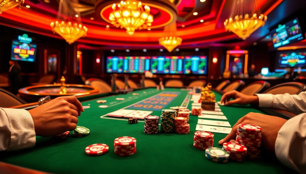 Experience the excitement of depo 5k gaming at a luxurious casino table with engaged players.