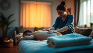 Experience 출장마사지 at home with a professional therapist in a serene environment.