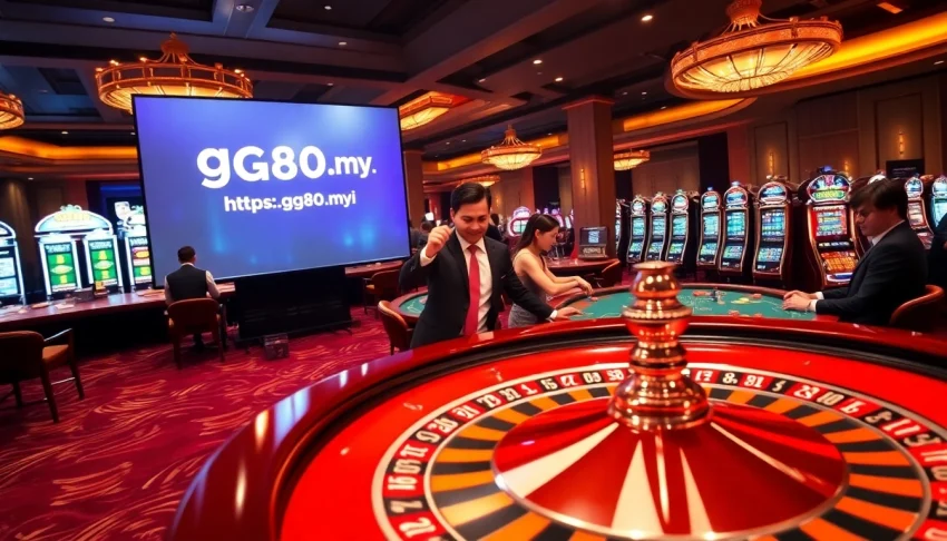 Experience the thrill of casino games at https://gg88.my/, showcasing a vibrant gambling atmosphere.