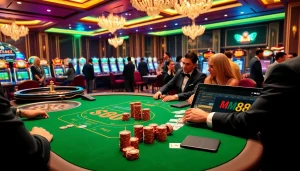 Experience the thrill of gambling at nhà cái mm88 with poker action and vibrant casino visuals.