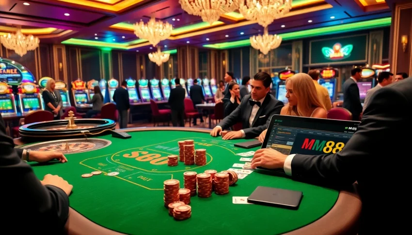 Experience the thrill of gambling at nhà cái mm88 with poker action and vibrant casino visuals.