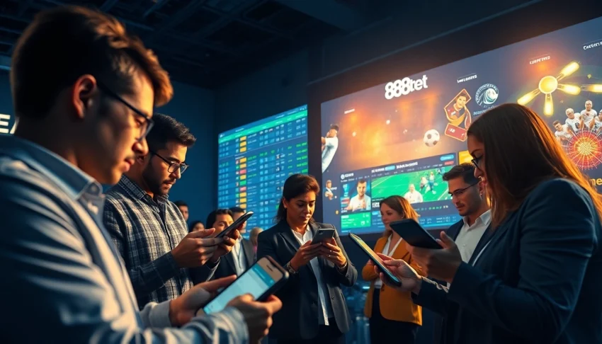 Engaging users on 888b.bet betting platform, showcasing vibrant interface and community.