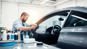 Experience premium auto detailing Cleveland TN with a technician expertly cleaning a car's interior.