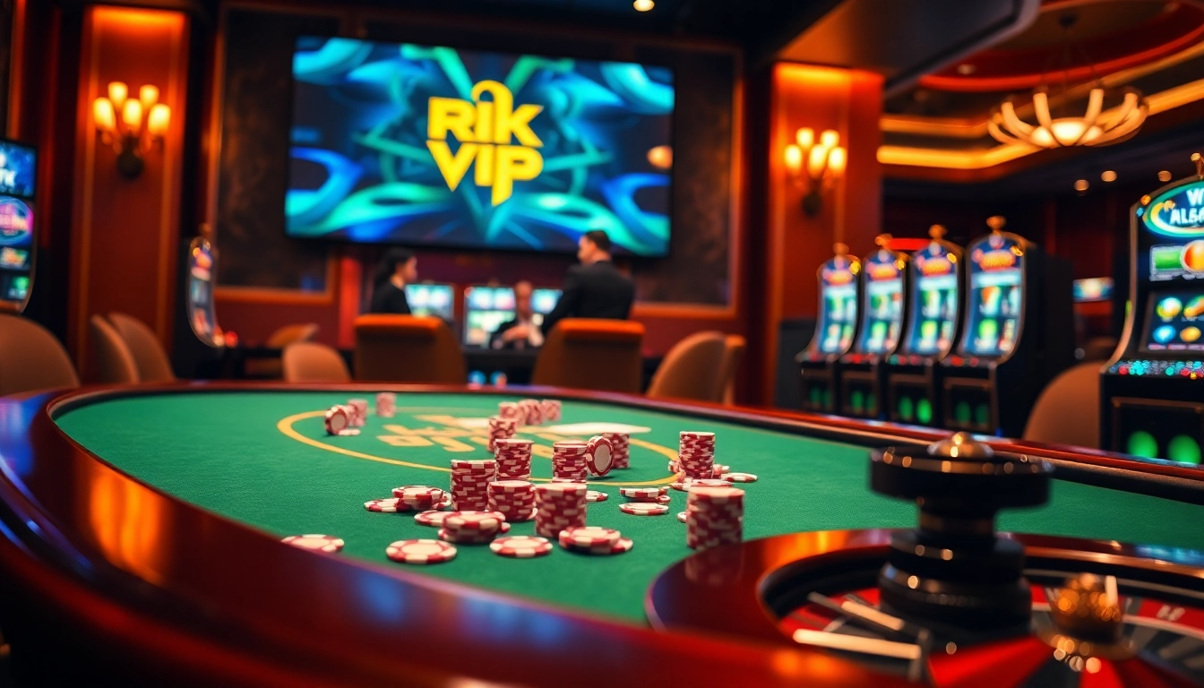 Experience the excitement of rik vip gaming with vibrant poker chips and thrilling casino action.
