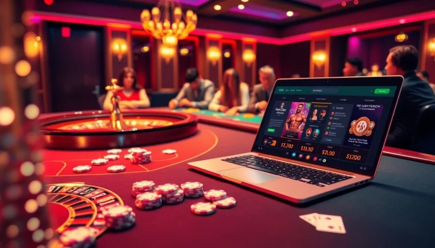 Vibrant casino scene with Trang Chủ MMOO interface showcasing the thrill of online gambling.