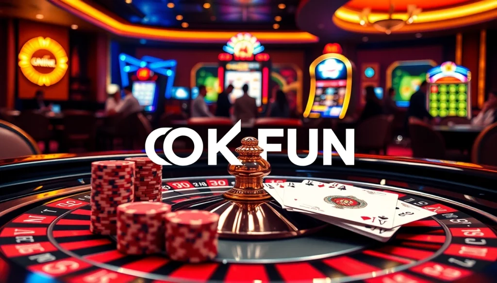 Experience premium gameplay at OKFUN with vibrant casino visuals and high-stakes excitement.