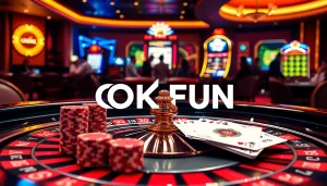 Experience premium gameplay at OKFUN with vibrant casino visuals and high-stakes excitement.