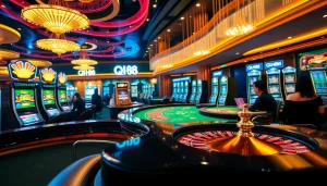 Experience the excitement of gambling at QH88 with luxury casino tables and vibrant games.