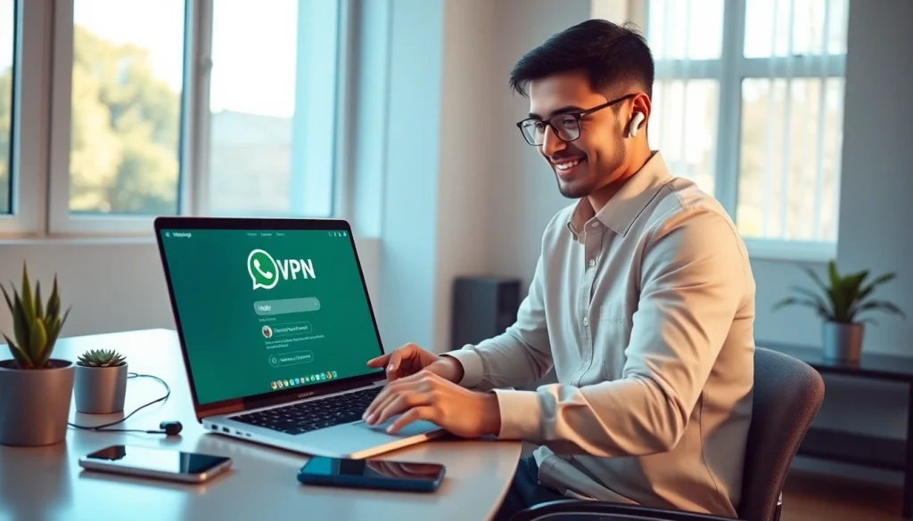 正在使用 WhatsApp Web 的活跃用户，展示 快连VPN 连接。