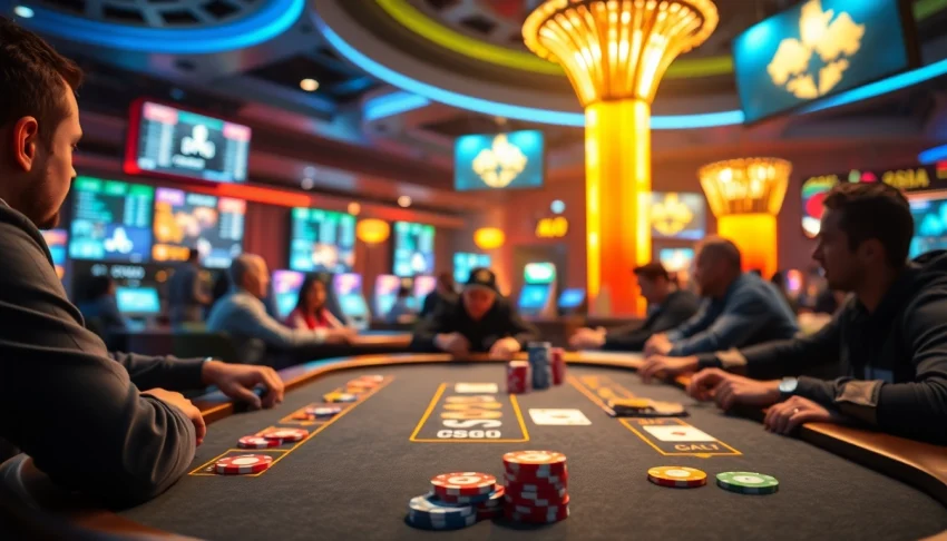 Engaging players using reddit csgo gambling sites at a lively casino table with colorful chips and energy.