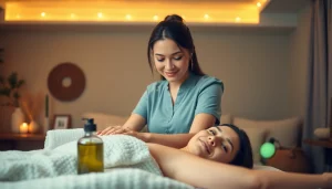 출장마사지 service featuring a skilled therapist in a cozy home setting.