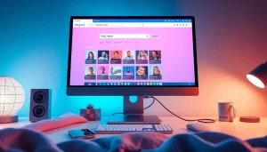 OnlyFans Nearby Creators search interface displayed on a computer screen with diverse profiles.