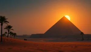 Pyraminds standing majestically against a twilight sky, showcasing their grandeur and historical significance.