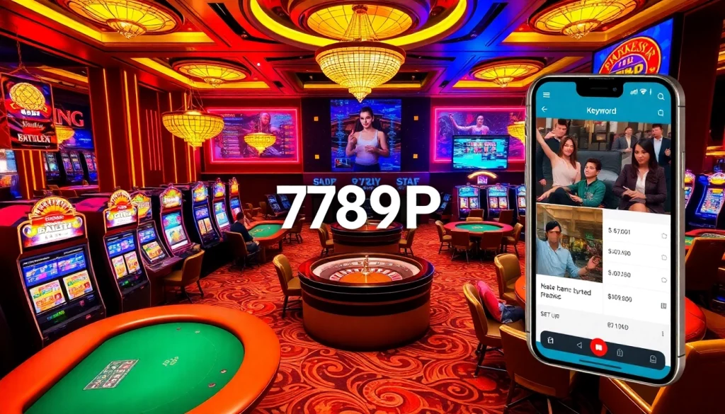 Experience excitement at the 789P casino with vibrant slot machines and poker tables.