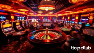 Experience thrilling excitement at topclub casino with vibrant roulette and poker games.