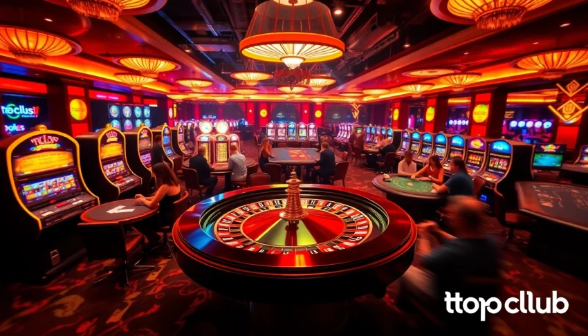 Experience thrilling excitement at topclub casino with vibrant roulette and poker games.
