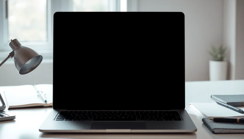 Experience the benefits of pantalla negra for focused productivity in a minimalist workspace.