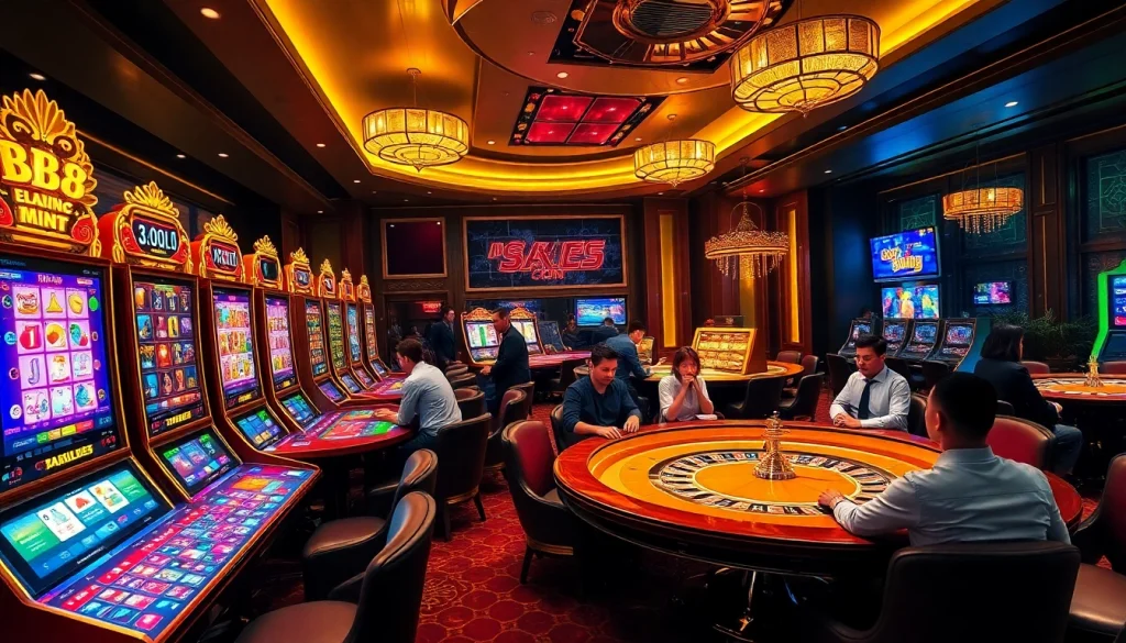 Exciting gameplay at BK8 เว็บตรง casino with vibrant slot machines and rich poker tables.