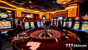 Experience excitement at the luxurious 79king com casino with roulette and vibrant slot machines.