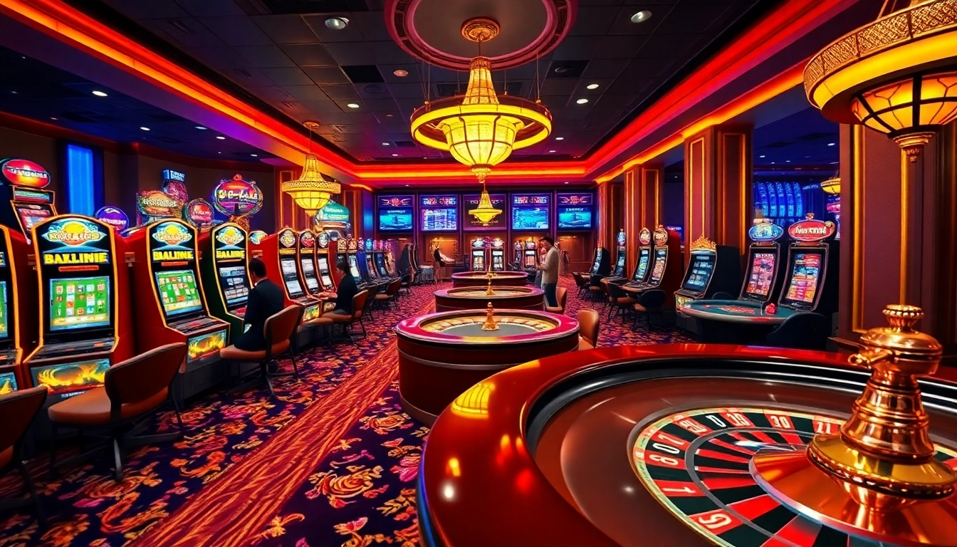 Trải nghiệm chơi game đầy phấn khích tại https://luck8.com với người chơi ở một casino sôi động.