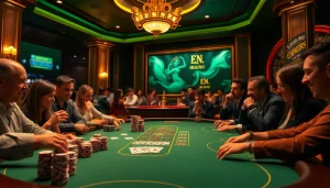 Exciting poker game scene illustrating Fissure healing elements in a luxury casino backdrop.