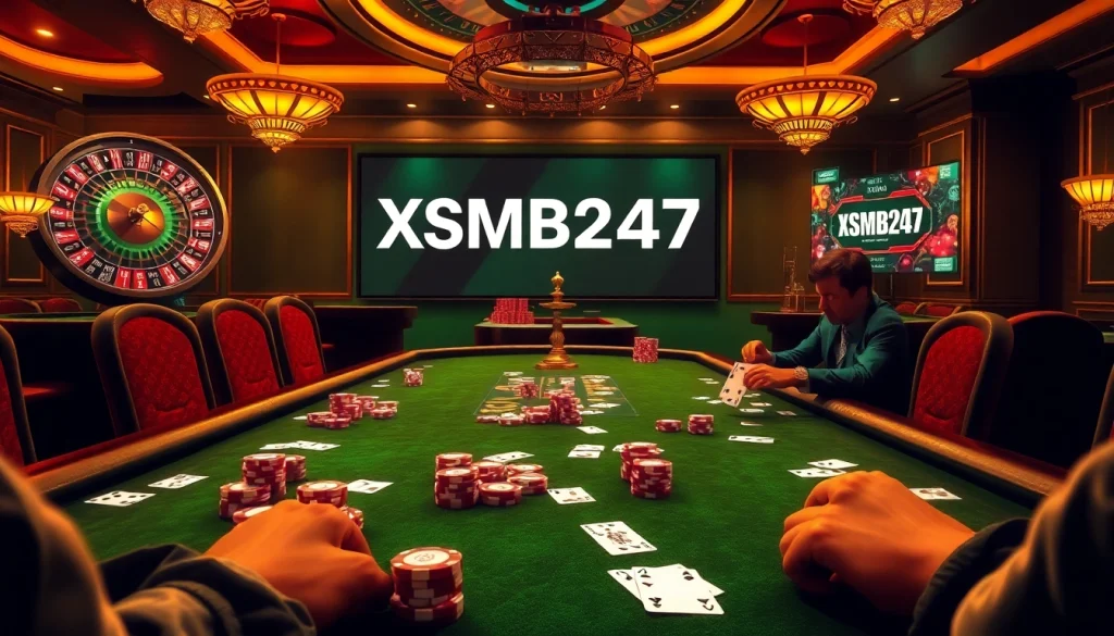 Enjoy the thrilling roulette game at XSMB247 with vibrant casino elements and engaged players.