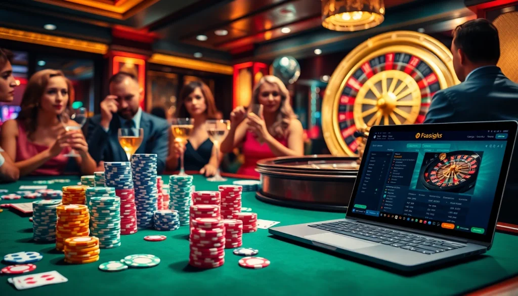 Experience רמי אונליין at an exciting poker table with vibrant chips and cards displayed.