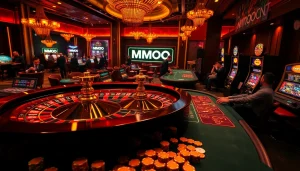 Experience the thrill of winning at MMOO tables with vibrant chips and engaged players.