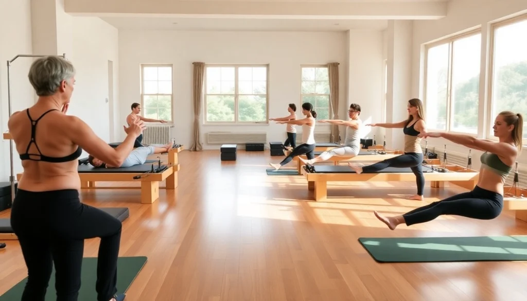 台東区の多様な参加者と器具を紹介する魅力的なピラティスクラス