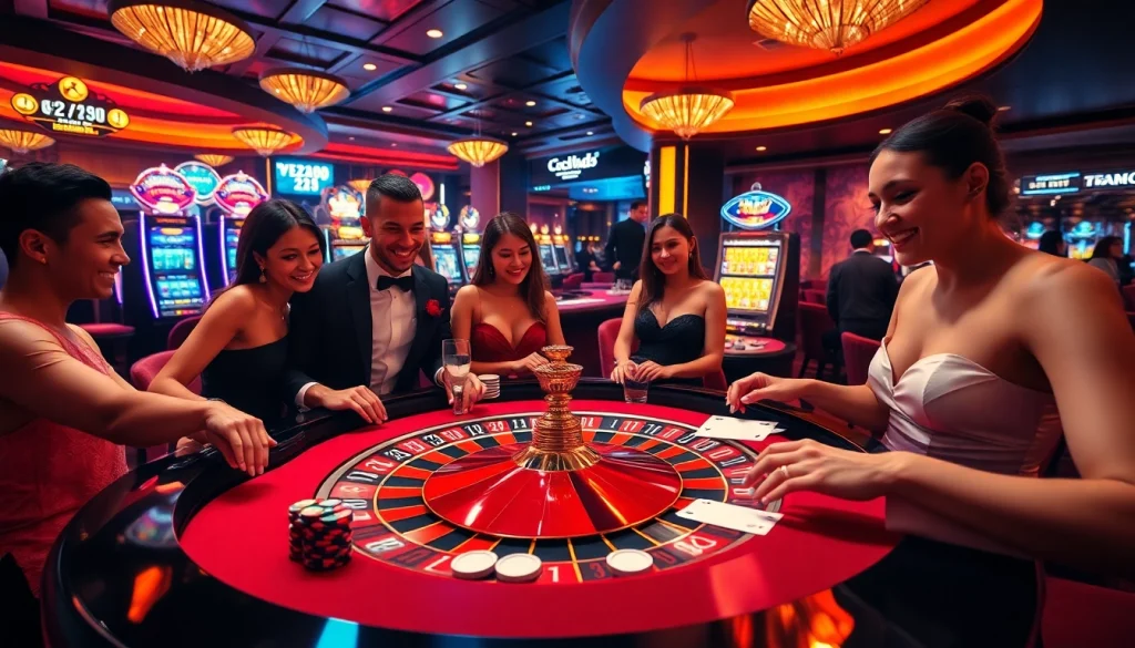 Players enjoying roulette at 222BD Casino, showcasing excitement and luxury in gameplay.